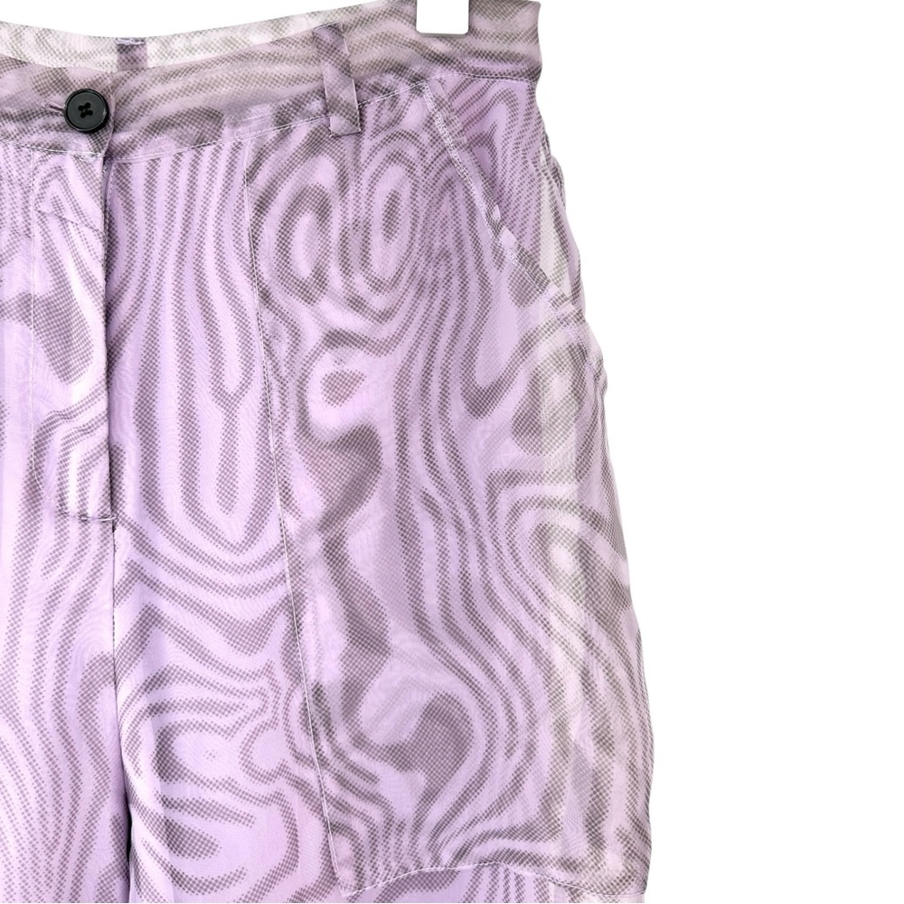 The Ragged Priest Dissolver Purple Mesh Overlay Oversized Wide Leg Cargo Pants - Picture 7 of 13